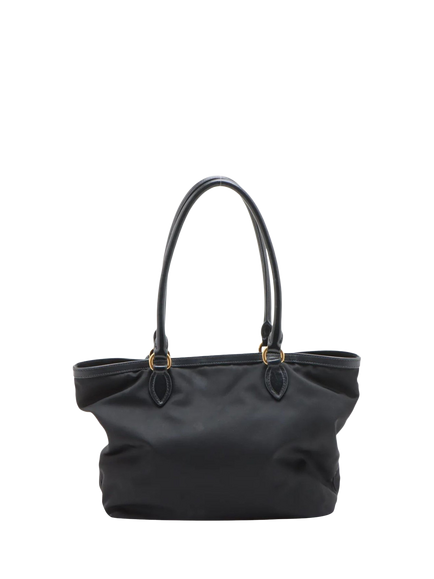 Pre-loved Prada Tessuto Nylon & Leather Gold Hardware Tote Bag, Black - view 2, Black