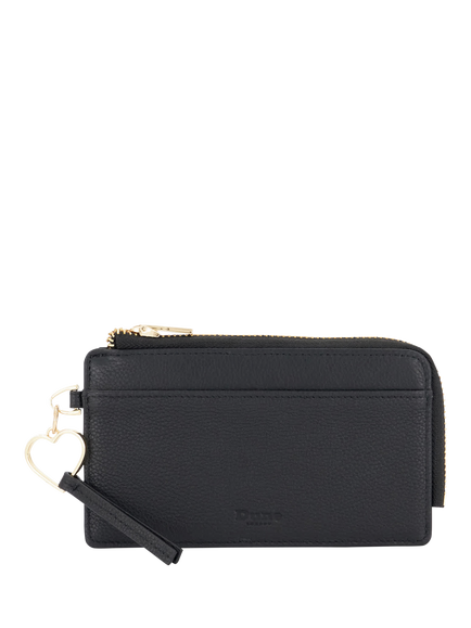 Dune London Keeping Leather Zip-Up Card Holder, Black, Black