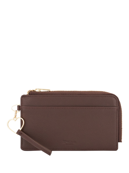 Dune London Keeping Leather Zip-Up Card Holder, Brown, Brown