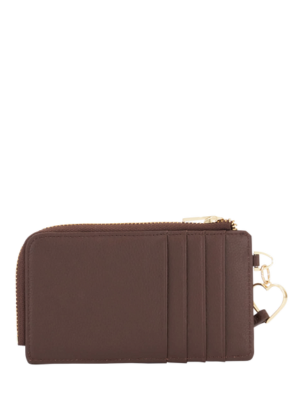 Dune London Keeping Leather Zip-Up Card Holder, Brown - view 2, Brown