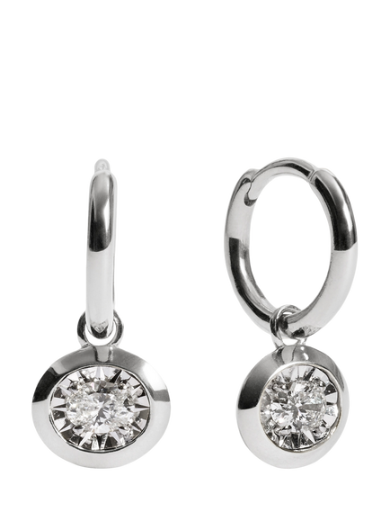 Monica Vinader Oval Lab Diamond Huggie Earrings, Silver