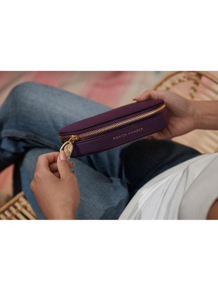 Monica Vinader Oval Leather Jewellery Box - view 2, Purple