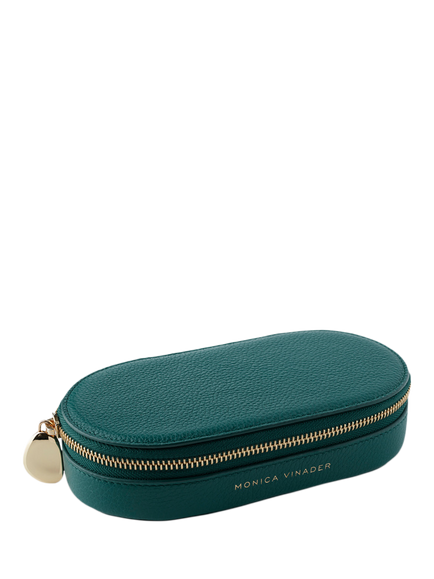 Monica Vinader Oval Leather Jewellery Box, Avocado