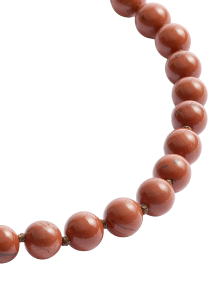 Monica Vinader Ochre Round Beaded Jasper Necklace, Gold - view 2, Gold