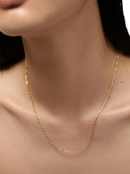 Monica Vinader Mini Paperclip Chain Necklace, Gold - view 2, Gold