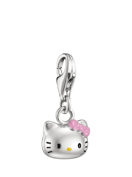 THOMAS SABO x Hello Kitty Charm Club Connect Bow Charm, Silver/Pink, Silver/Pink