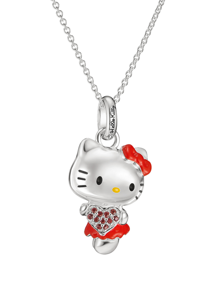 THOMAS SABO Hello Kitty Red Heart Necklace, Silver/Red, Silver/Red