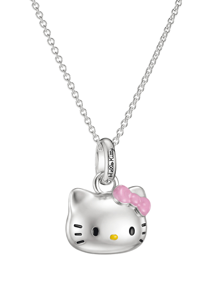 THOMAS SABO Hello Kitty Pink Bow Charm Necklace, Silver, Silver