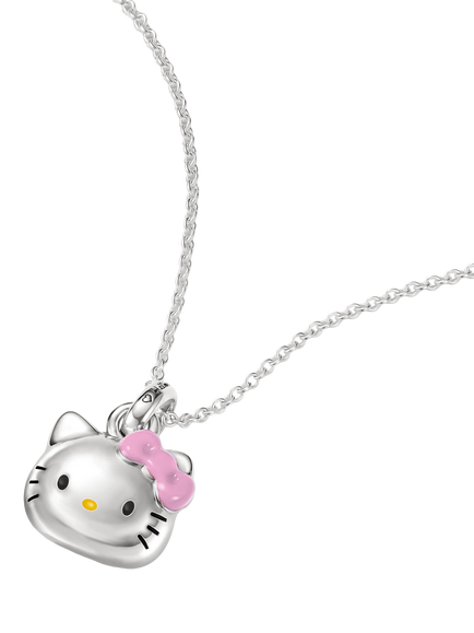 THOMAS SABO Hello Kitty Pink Bow Charm Necklace, Silver - view 2, Silver