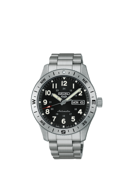 Seiko 5 Men's Bracelet Strap Sports Field Watch, Black, Black