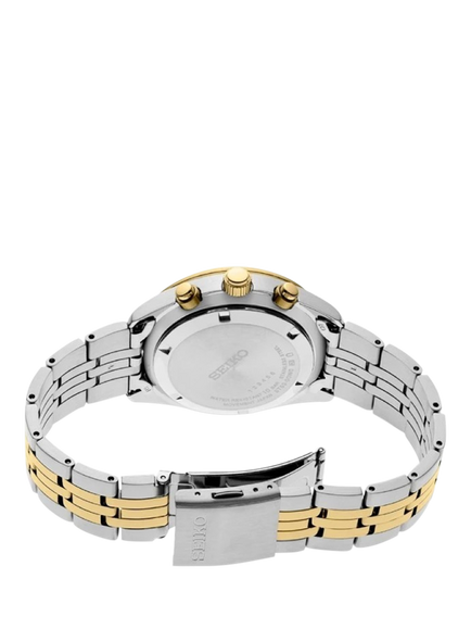 Seiko SSB430P1 Men's Bracelet Strap Chronograph Watch, Black/Gold - view 2, Black/Gold
