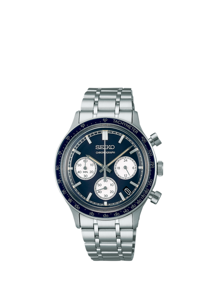 Seiko SSB477P1 Men's Bracelet Strap Quartz Chronograph Watch, Blue/White, Blue/White