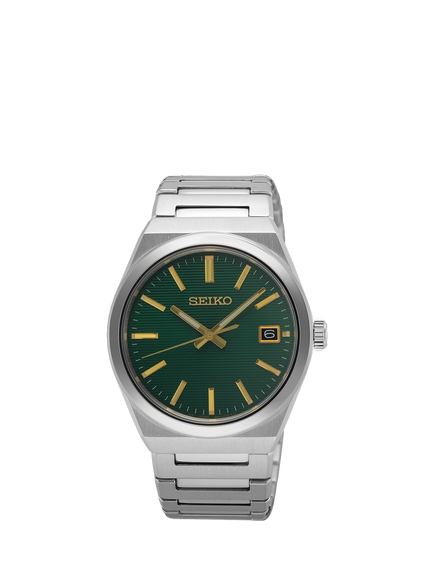 Seiko SUR601P1 Men's Date Bracelet Strap Watch, Green, Green