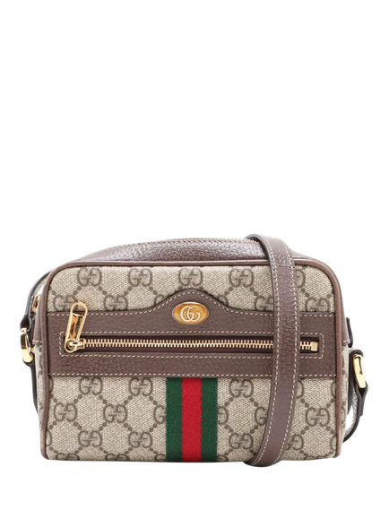 Pre-loved GUCCI GG Supreme Ophidia Shoulder Bag, Brown, Brown