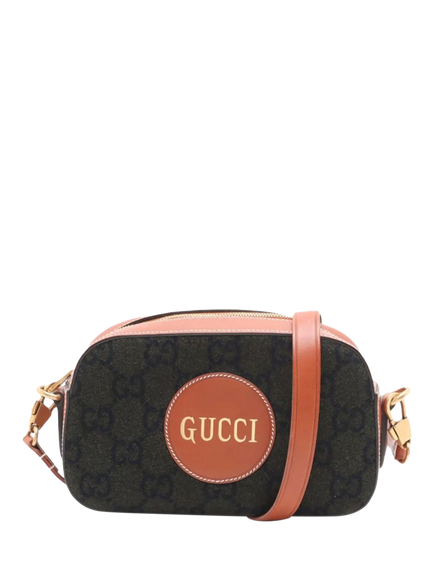 Pre-loved GUCCI Guccissima Wool & Leather Crossbody Bag, Khaki/Tan, Green