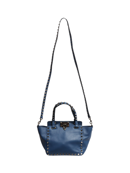 Pre-loved Valentino Rockstud Leather 2-Way Bag, Blue - view 2, Blue