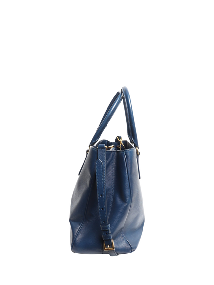 Pre-loved Prada Saffiano Leather Galleria 2-Way Bag, Blue - view 2, Blue