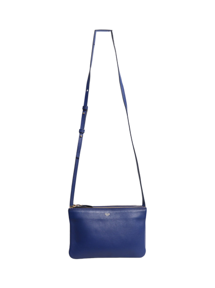 Pre-loved CELINE Trio Leather Shoulder Bag, Blue - view 2, Blue