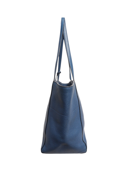 Pre-loved Prada Vitello Leather Daino Tote Bag, Blue - view 2, Blue