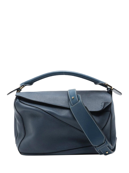 Pre-loved LOEWE Leather Medium Puzzle Bag, Blue, Blue
