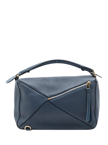 Pre-loved LOEWE Leather Medium Puzzle Bag, Blue - view 2, Blue