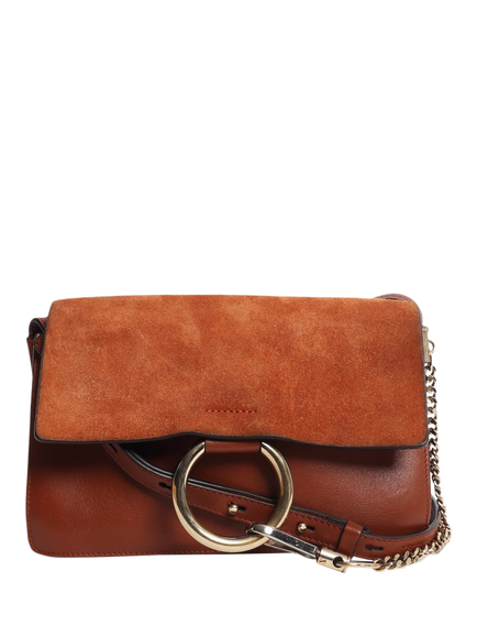 Pre-loved Chloe Faye Suede & Leather Shoulder Bag, Brown, Brown