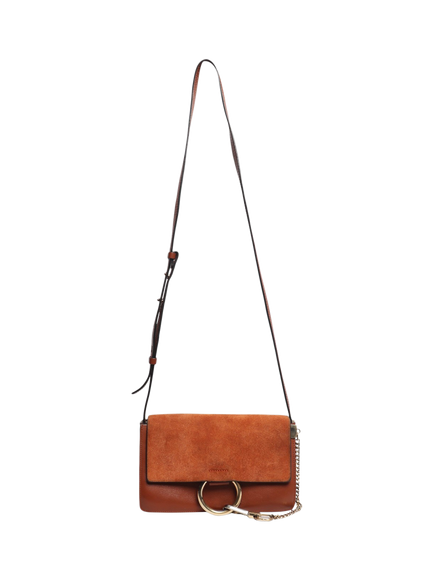 Pre-loved Chloe Faye Suede & Leather Shoulder Bag, Brown - view 2, Brown