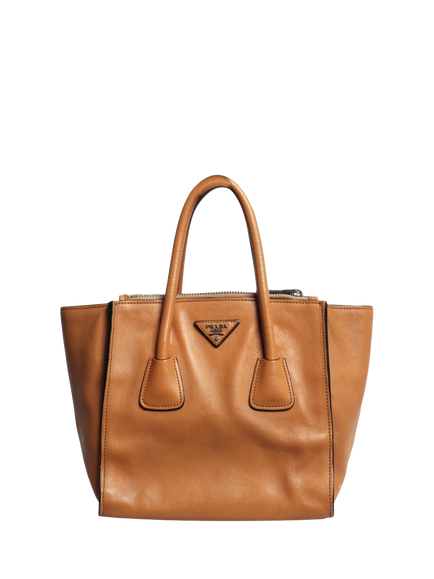 Pre-loved Prada Twin Pocket 2-Way Leather Bag, Tan, Neutral