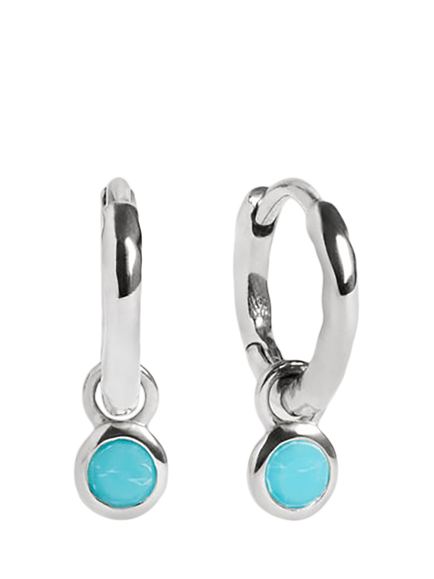 Monica Vinader Sterling Silver Birthstone Huggie Hoop Earrings, December