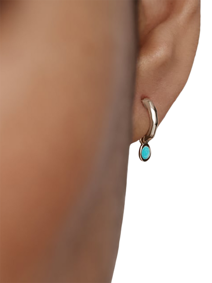 Monica Vinader Sterling Silver Birthstone Huggie Hoop Earrings - view 2, December