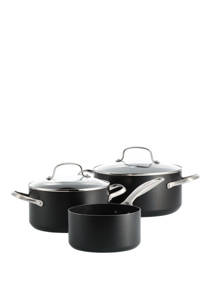 GreenPan Copenhagen Stainless Steel Ceramic Non-Stick Pan Set, 3 Piece, Oxford Blue, Oxford Blue