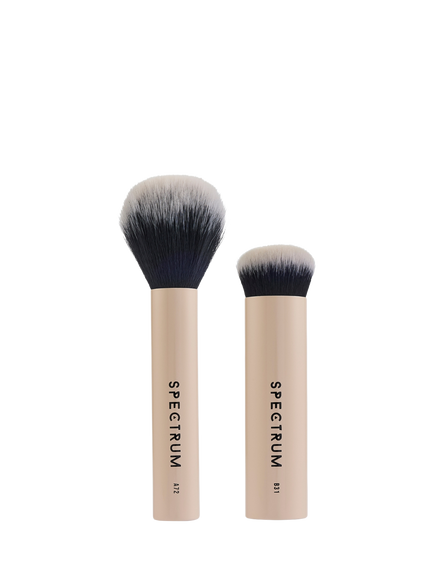 Spectrum All About The Brush Blur & Set Makeup Brush Set For Foundation & Powder, Cream With Black