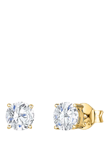 Jools by Jenny Brown 8mm Cubic Zirconia Solitaire Stud Earrings, Gold, Gold