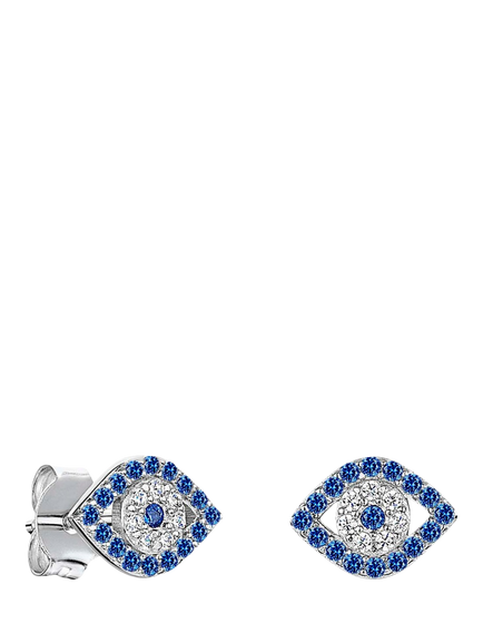 Jools by Jenny Brown Evil Eye Cubic Zirconia Stud Earrings, Silver / Blue, Silver/Blue