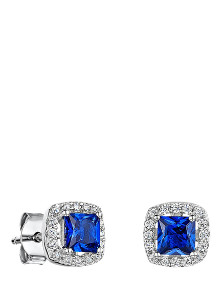 Jools by Jenny Brown 5mm Princess Cut Stud Earrings, Silver / Blue, Silver/Blue