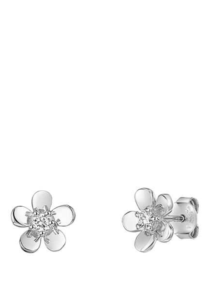 Jools by Jenny Brown 3mm Cubic Zirconia Daisy Petal Stud Earrings, Silver, Silver