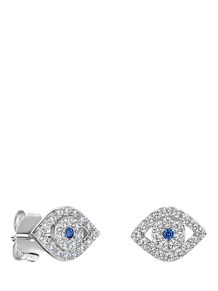 Jools by Jenny Brown Evil Eye Cubic Zirconia Stud Earrings, Silver / Blue, Silver