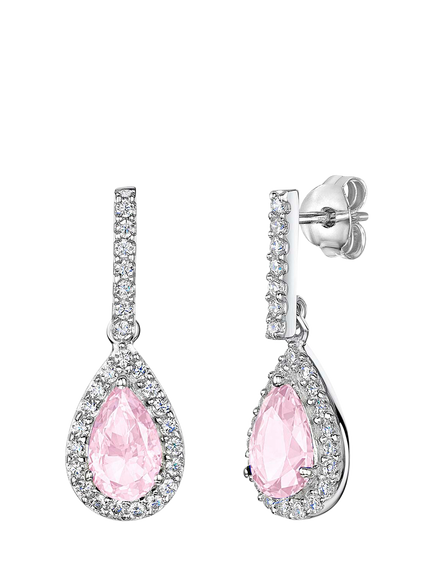 Jools by Jenny Brown Cubic Zirconia Teardrop Earrings, Silver / Light Pink, Silver/Pink