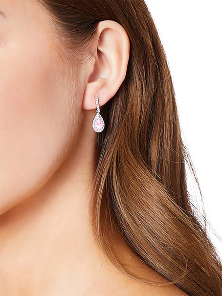 Jools by Jenny Brown Cubic Zirconia Teardrop Earrings, Silver / Light Pink - view 2, Silver/Pink