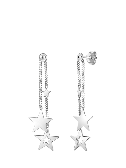 Jools by Jenny Brown Star Drop Earrings, Silver, Silver