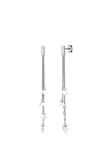 Jools by Jenny Brown Cascading Solid Star Tassel Drop Earrings, Silver, Silver