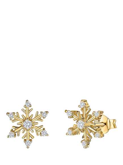 Jools by Jenny Brown Snowflake Cubic Zirconia Stud Earrings, Gold, Gold