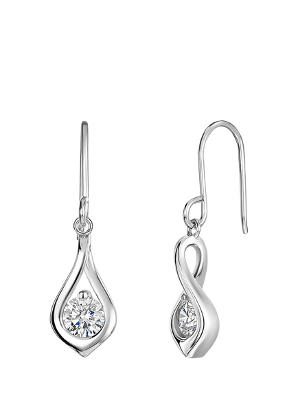 Jools by Jenny Brown Tear Drop Cubic Zirconia Fish Hook Earrings, Silver, Silver