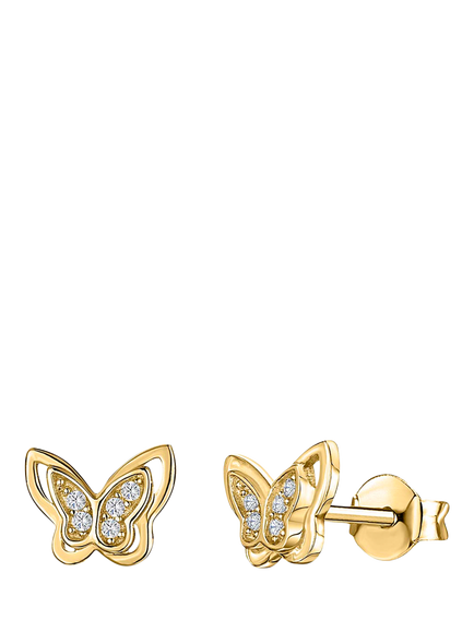 Jools by Jenny Brown Butterfly Curbic Zirconia Stud Earrings, Gold, Gold