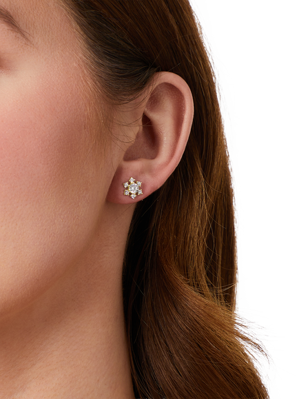 Jools by Jenny Brown Chunky Snowflake Cubic Zirconia Stud Earrings, Gold - view 2, Gold