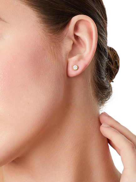 Jools by Jenny Brown Cubic Zirconia Cupcake Setting Stud Earrings, Gold - view 2, Gold
