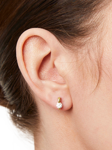 Jools by Jenny Brown Cubic Zirconia Drop Bale Stud Earrings, Gold - view 2, Gold