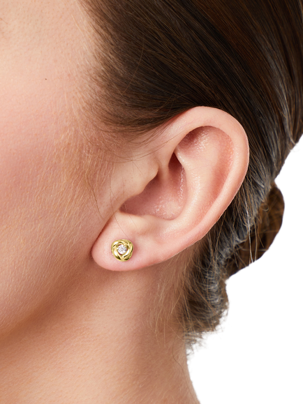 Jools by Jenny Brown Cubic Zirconia Knot Stud Earrings, Gold - view 2, Gold