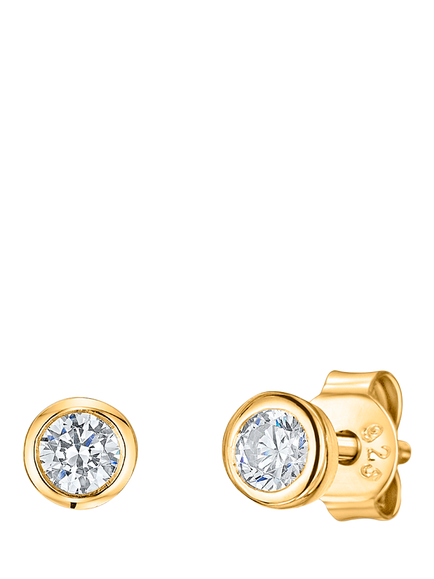 Jools by Jenny Brown 4mm Cubic Ziconia Rub Over Stud Earrings, Gold, Gold