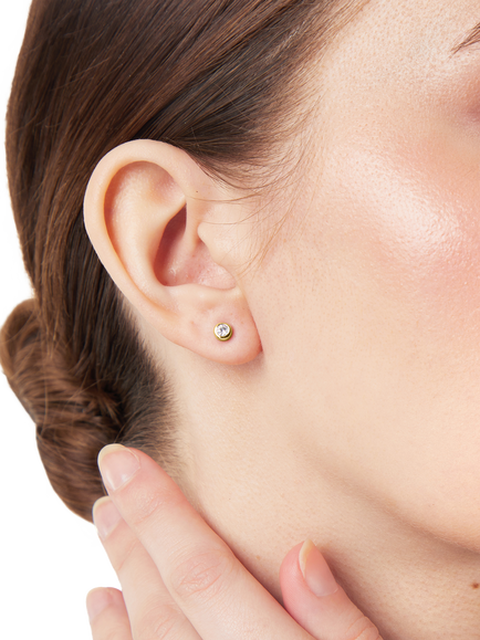 Jools by Jenny Brown 4mm Cubic Ziconia Rub Over Stud Earrings, Gold - view 2, Gold